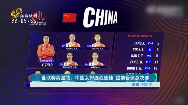 世联赛美国站：中国女排连战连捷 提前晋级总决赛